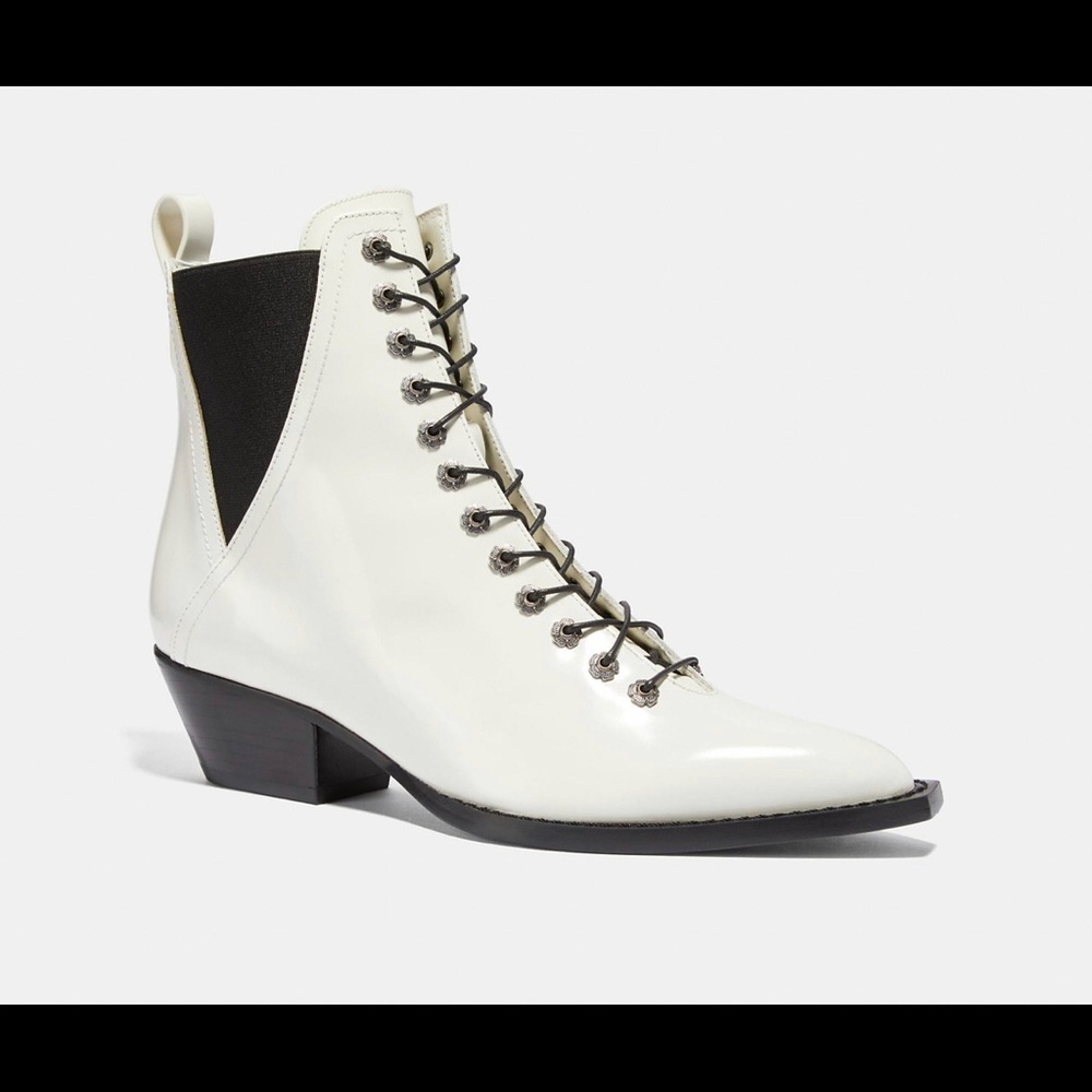 Coach Spazzolato Leather Lace-Up Booties
